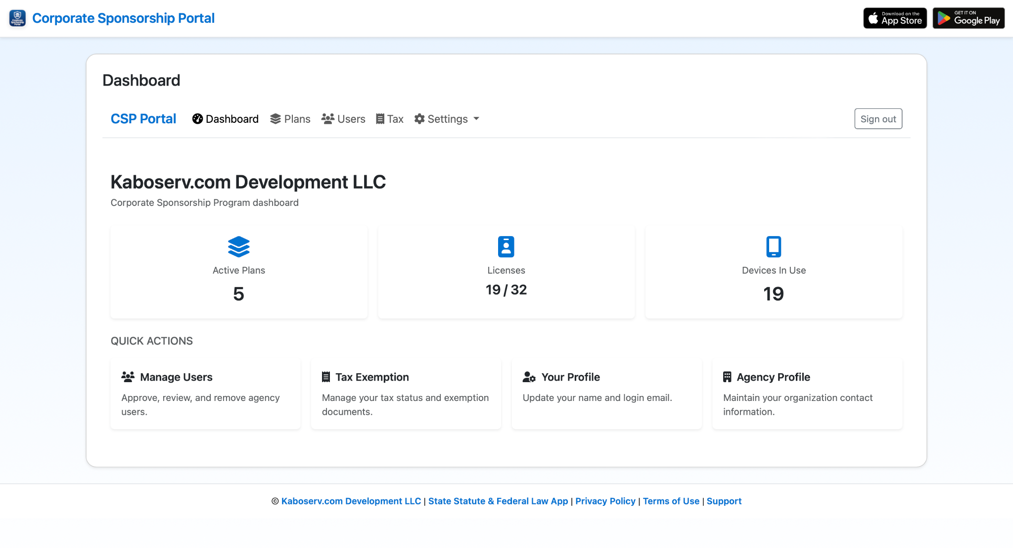 Corporate Sponsorship Portal Dashboard Preview