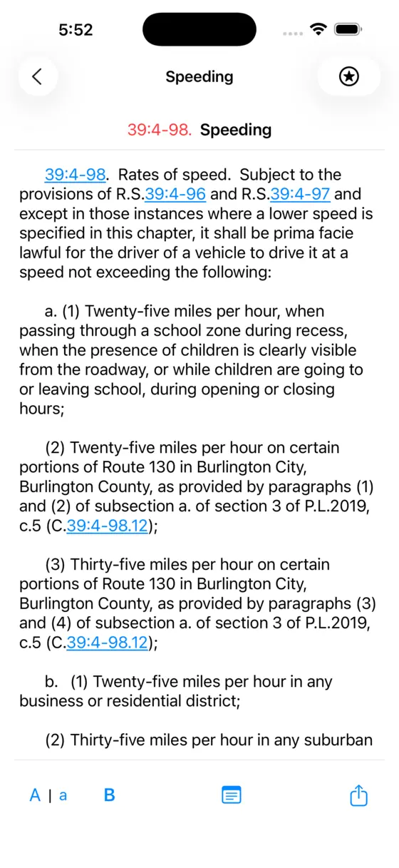 Reading the full published text of New Jersey statute 39:4-98, Speeding